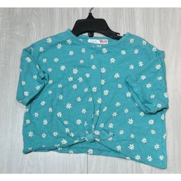 Zara Daisy flower short sleeve shirt knotted 12-18m NWOT - Picture 2 of 2